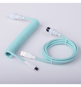 Mechanical keyboard cable USB type C rainbow color braided spiral coiled extension portable cable